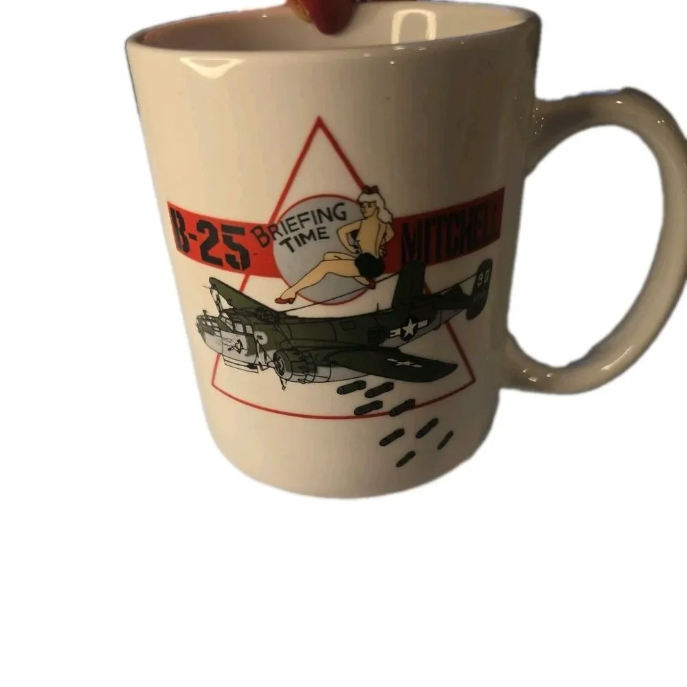 Vintage B-25 Mitchell Briefing Time Coffee Mug WCBunting Co Military Aircraft